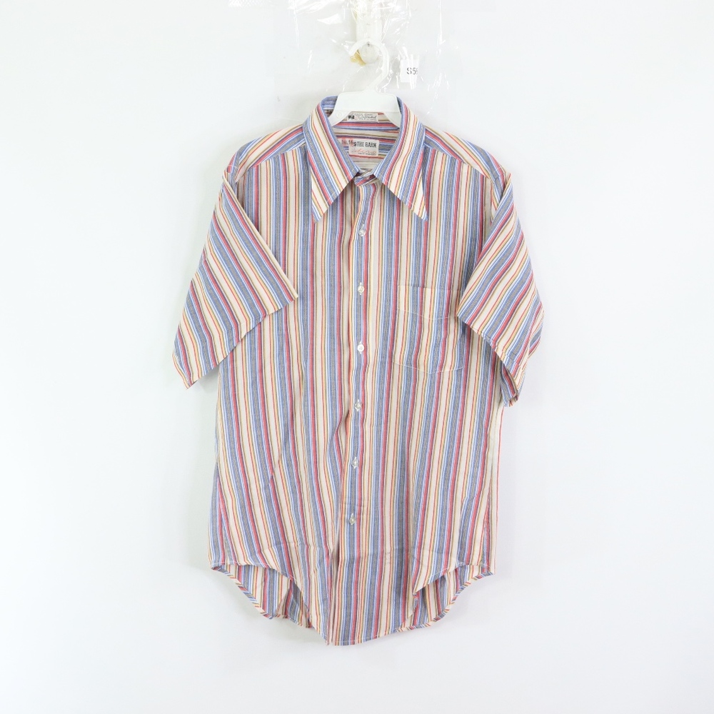 70s Sero Shirtmakers Mens Medium Striped Shirt Red